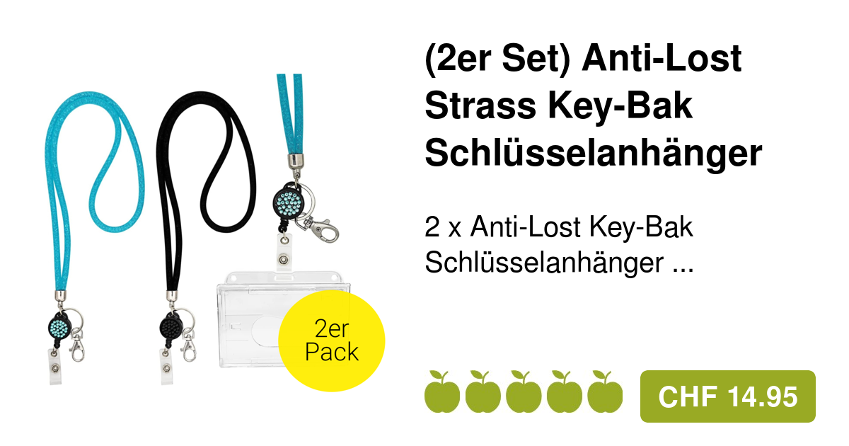 2er Set) Anti-Lost Key-Bak Necklace Schwarz/Blau
