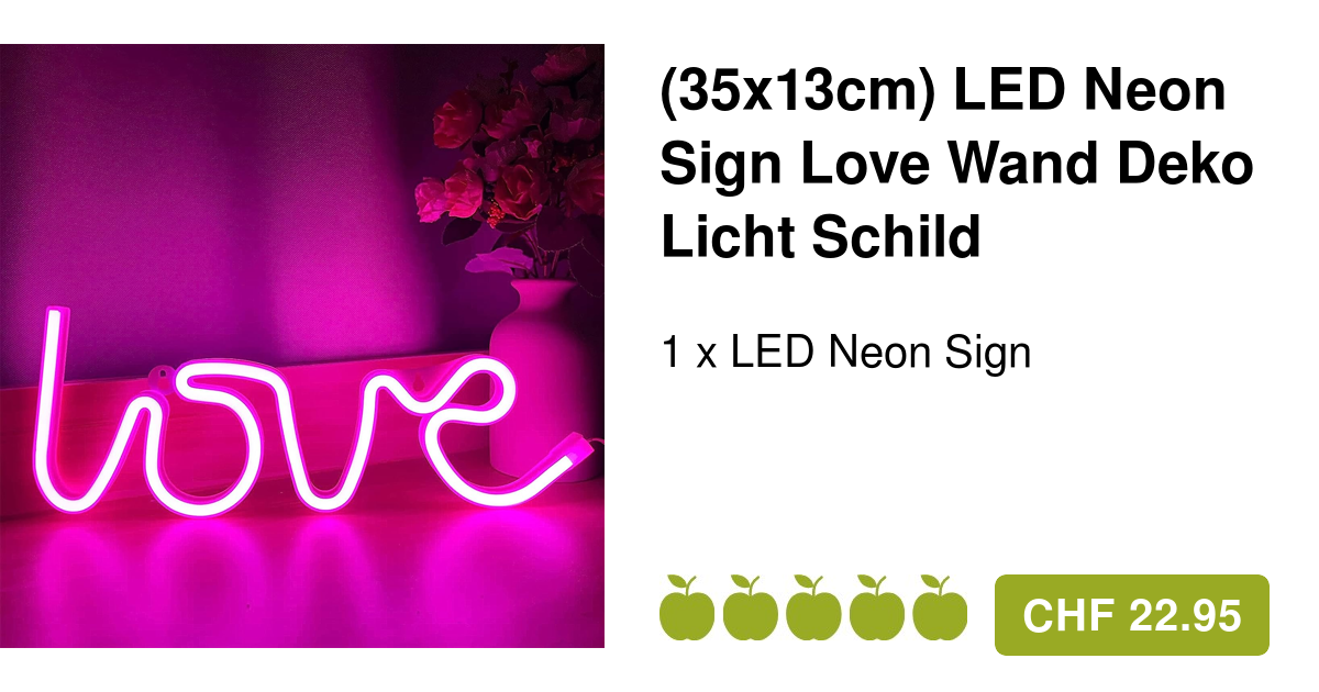 35x13cm) LED Neon Sign Love Wand Deko Licht Schild