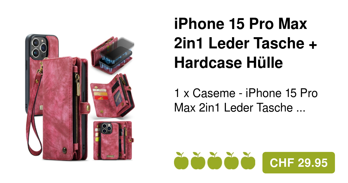 Caseme iPhone 15 Pro Max Leder Tasche Karten Etui