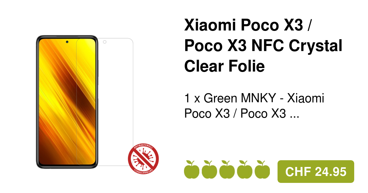 Green MNKY Xiaomi Poco X3 NFC Crystal Case Folie