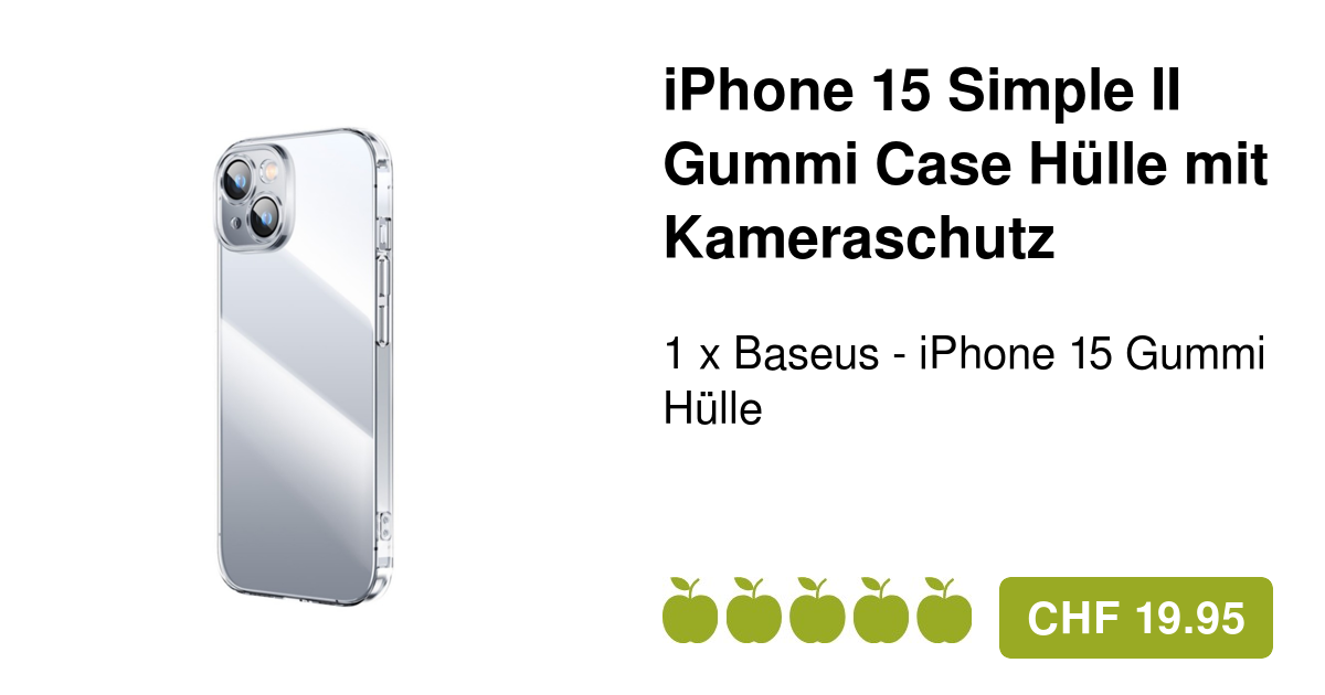 Baseus iPhone 15 Simple II Gummi Hülle + Kameraschutz