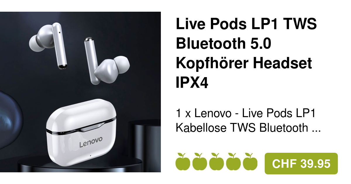 Lenovo Kabellose TWS Bluetooth 5.0 Kopfhörer Weiss