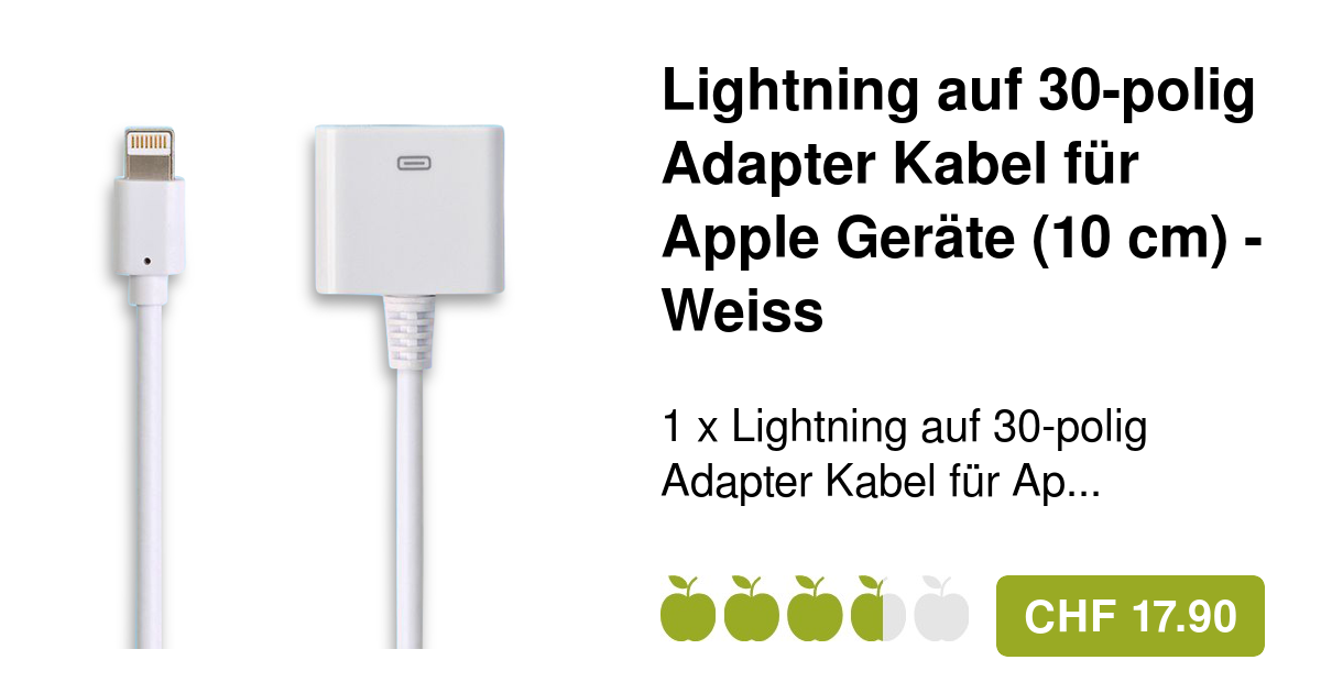 Lightning auf 30-polig Adapter Kabel 10cm - Weiss