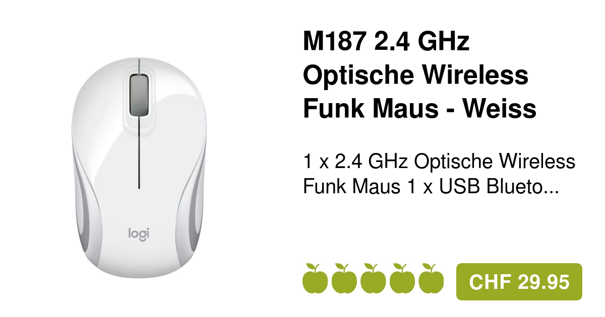 Logitech - Optische Maus Wireless Weiss Funk M187 