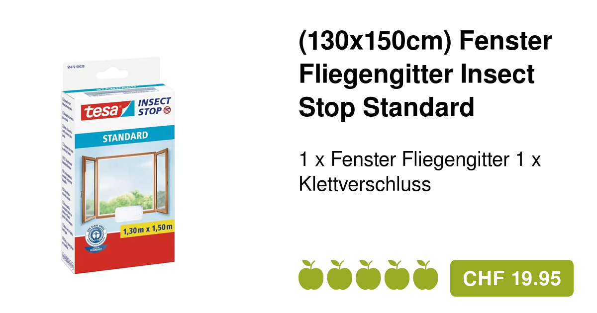 130x150cm) tesa Fliegengitter Insect Stop Weiss