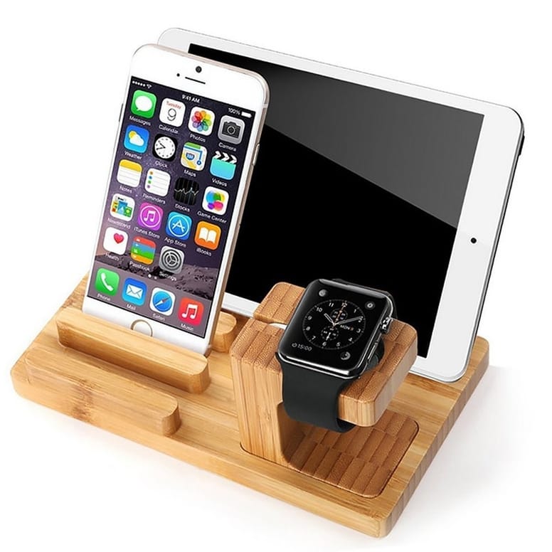 3in1 Apple Watch Iphone Echt Holz Dockingstation
