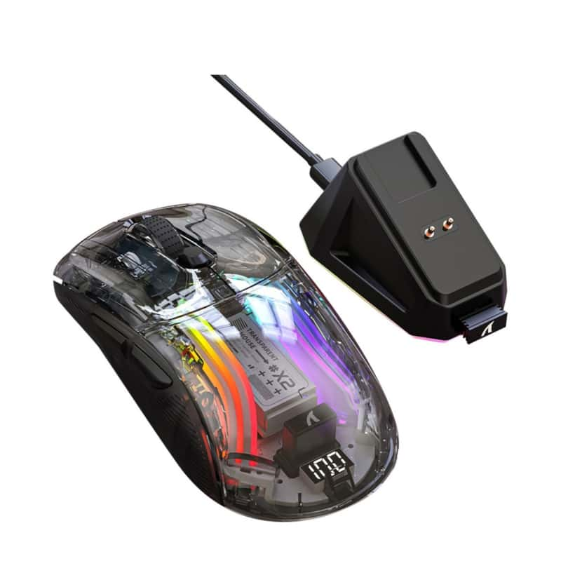 2.4GHz/BT Wireless Gaming Maus Transparent (Schwarz)