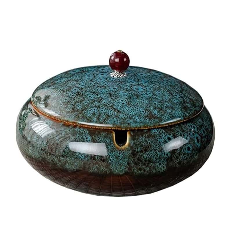 Keramik Aschenbecher mit Deckel, Winddicht