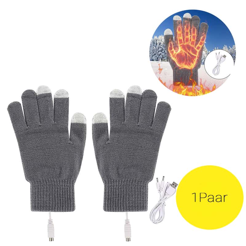 1 Paar) Beheizbare Touchscreen Handschuhe - Grau
