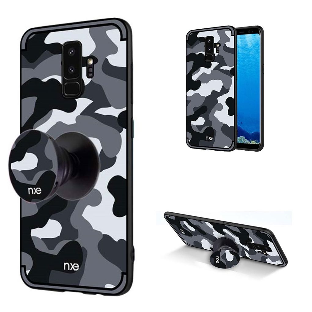 Galaxy S9 Plus Gummihulle Camouflage Halter Grau