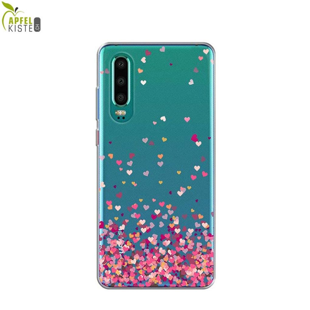 Huawei P30 Gummi Case Hulle Thin Mini Herzen Clear