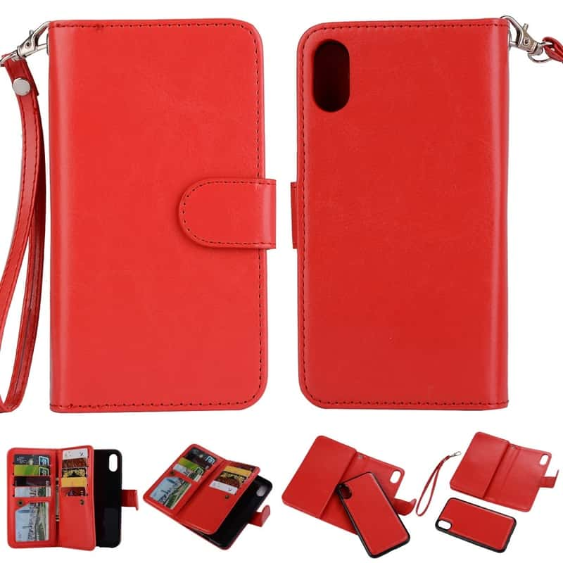 Iphone Xr 2in1 Leder Tasche Und Hardcase Hulle Rot