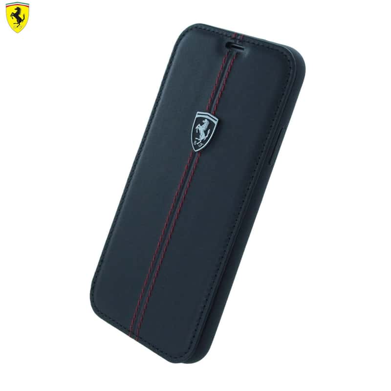 Ferrari iPhone Xs / X Ledertasche Stripes - Schwarz