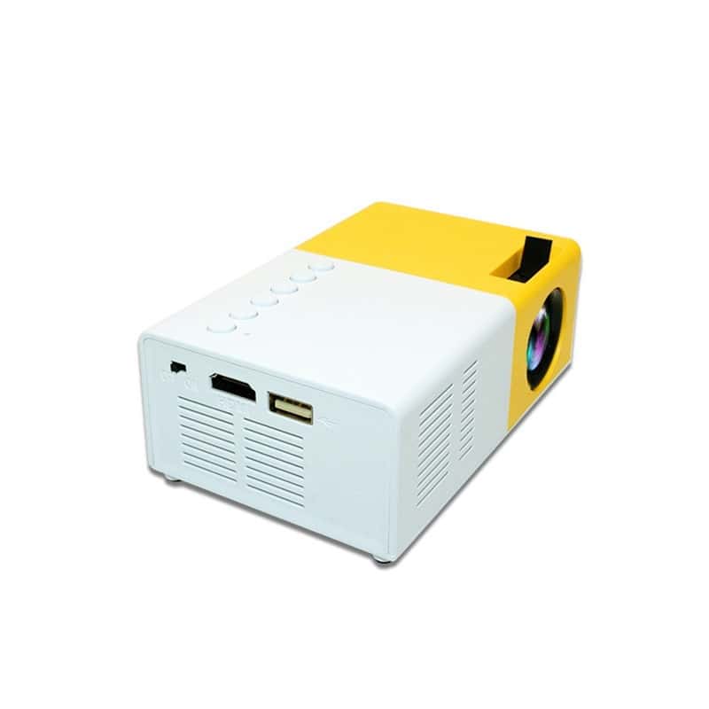 Multimedia LED Projektor Mini Beamer Heimkino (1000LM) Full HD 1080p / USB  / Micro-SD-Slot - Weiss / Gelb