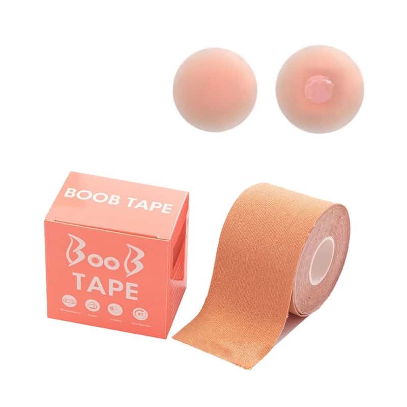 Boob Tape set - 5 meter lang - Met 2 Tepel Covers - Push Up Bra - Fashion  Tape - BH Tape - Plak BH - BH accessoire