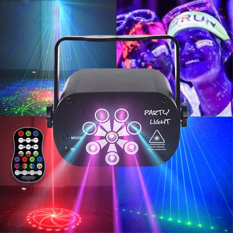 Disco Lichter LED Partylicht RGB Multicolor Projektionslampe mit  Fernbedienung - Schwarz