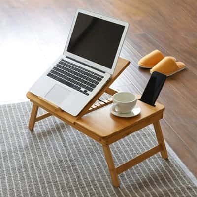 Bambus-Sofa-Arm-Tablett-Tisch mit drehbarer mobiler Halterung